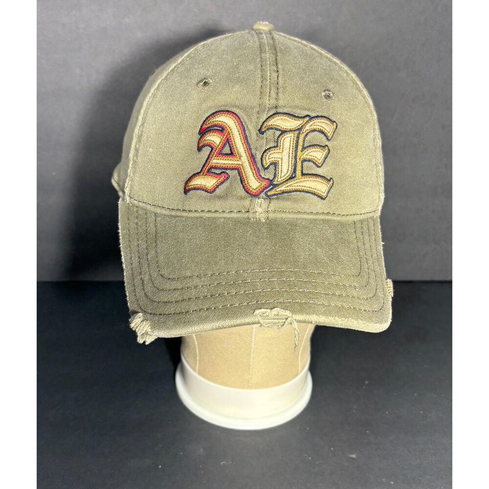 American Eagle Outfitters AE Hat Mens L XL Khaki Olive Fitted Distressed Cap